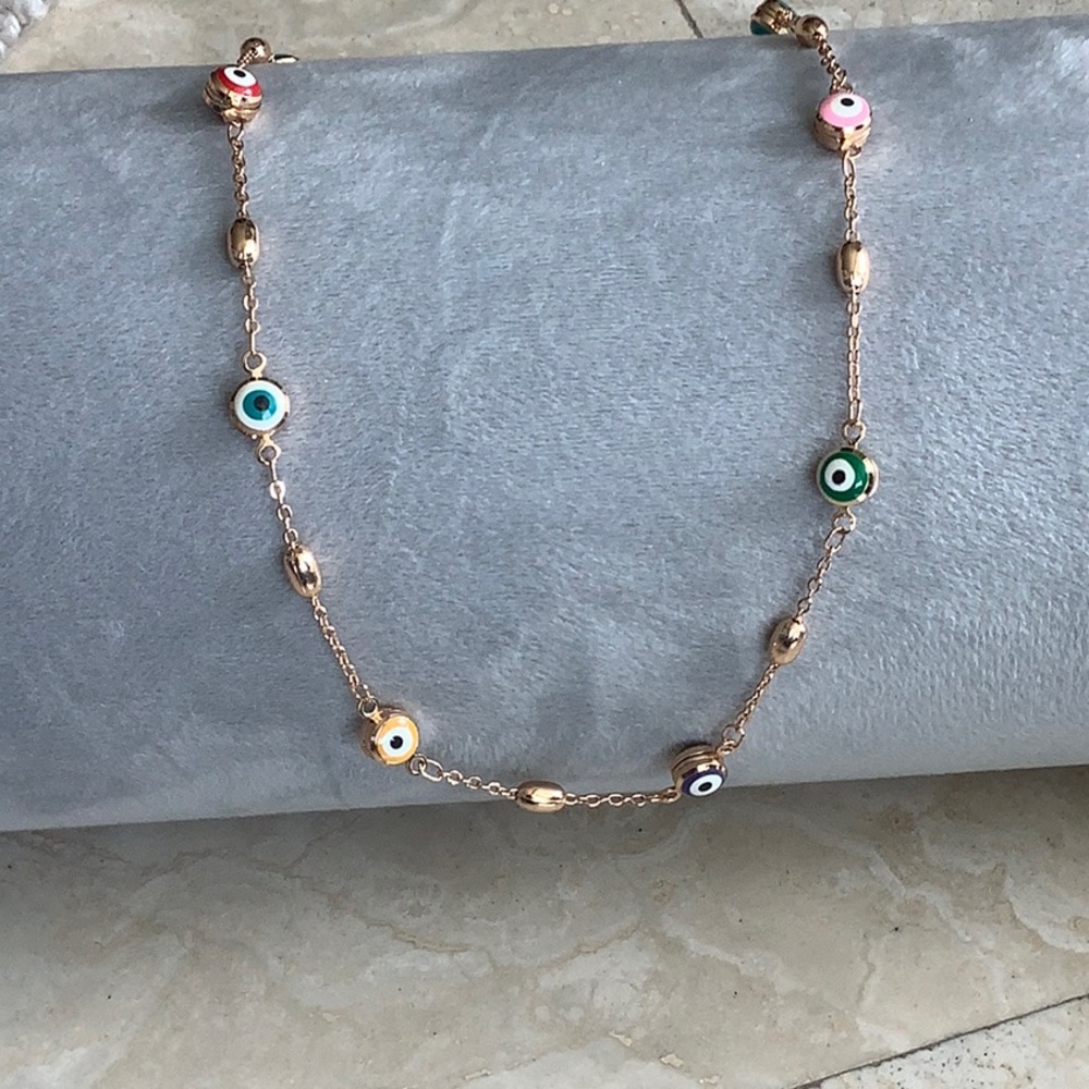 Multi color evil eye necklace